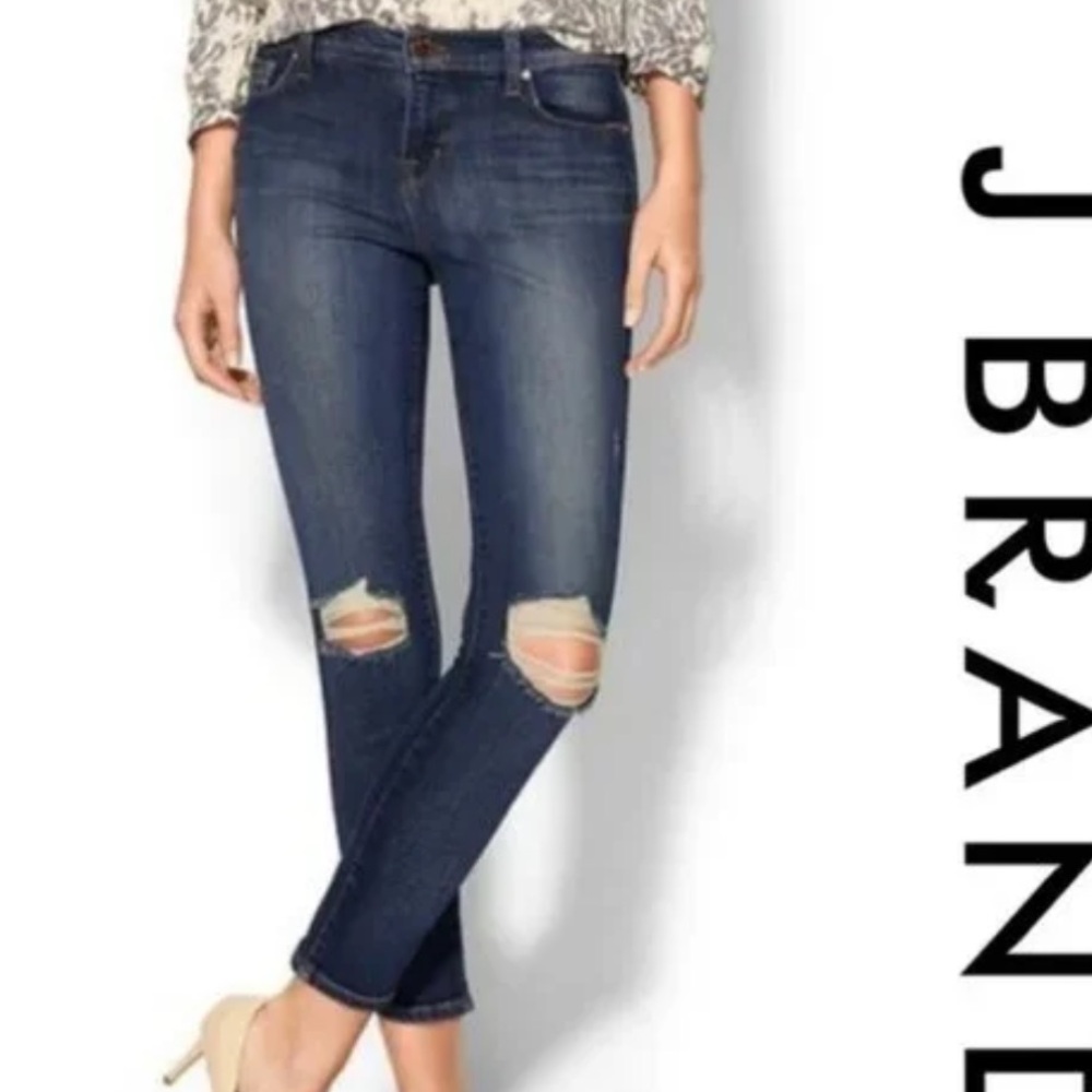 J Brand capri skinny jeans with ripped knees